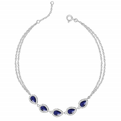 Silver Royal Blue Drop Bracelet, Adjustable Gifts for Girlfriend