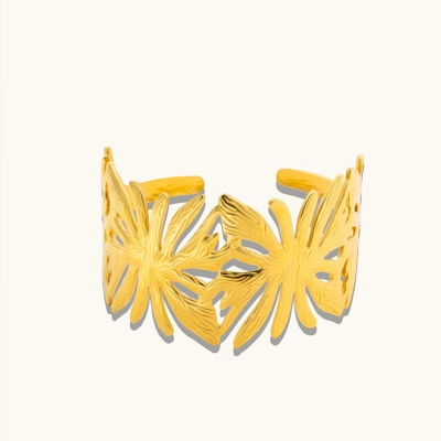 18K Gold Plated Stainless Steel Luce Cuff Bangle Bracelet