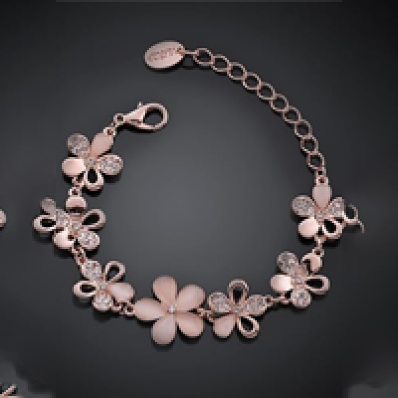 Jewellery Bracelets for Women Stylish Rose Gold Plated Crystal Bracelet Bangle Jewellery for Girls and Women